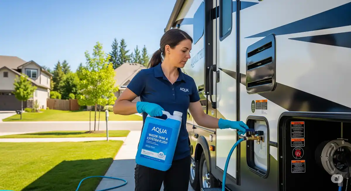 how to sanitize rv fresh water tank and lines